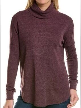 Michael Stars Marcy Thermal Waffle Knit Tunic Top Sz Med Eggplant Purple